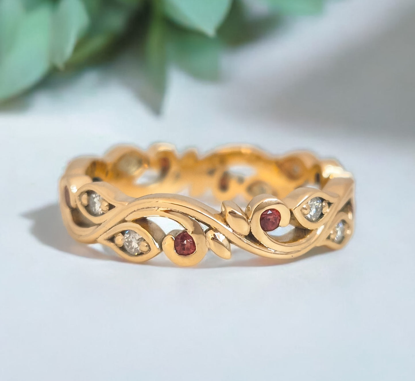 Leafy Birthstone Ring