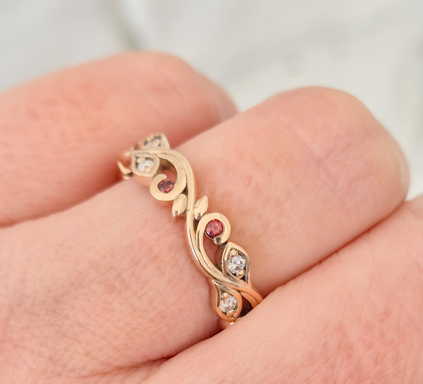 Leafy Birthstone Ring