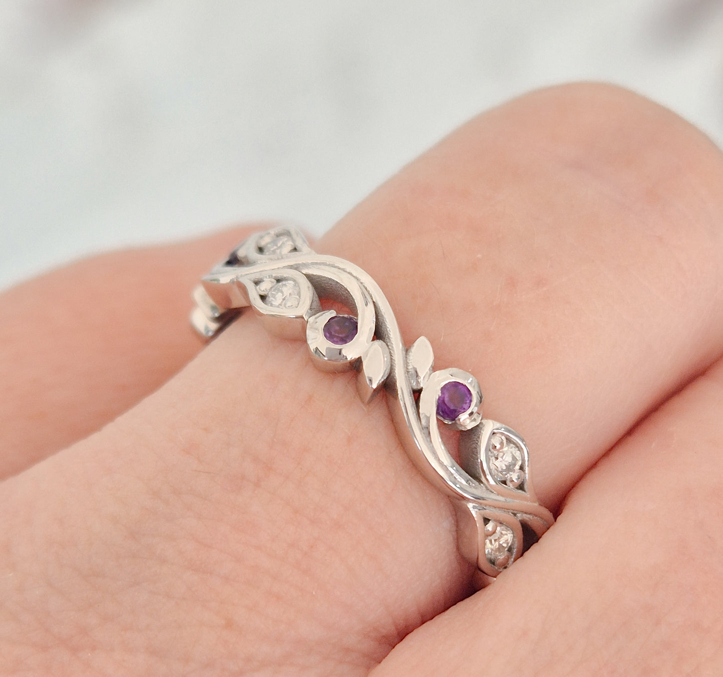 Leafy Birthstone Ring