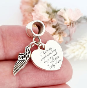 "I have an angel watching over me" - Heart shaped pendant/charm