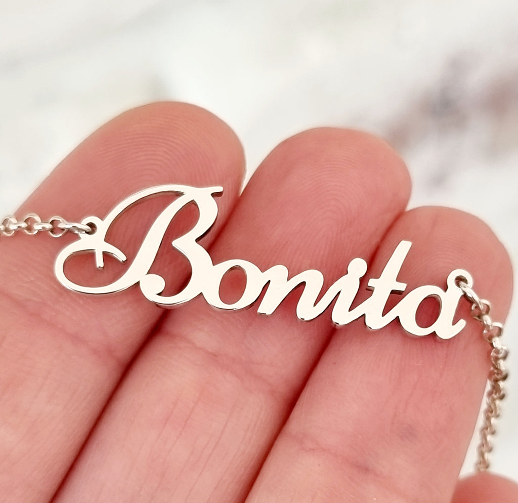 Cut-out Name Necklace - Silver