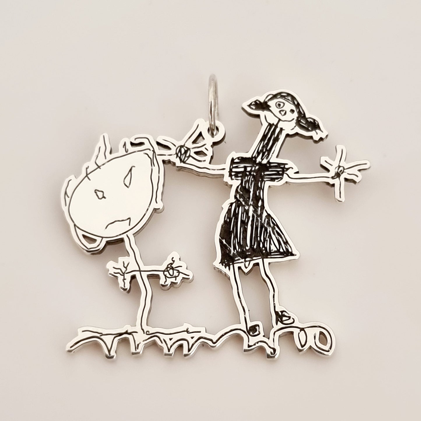 Kiddie Drawing Pendant - Silver