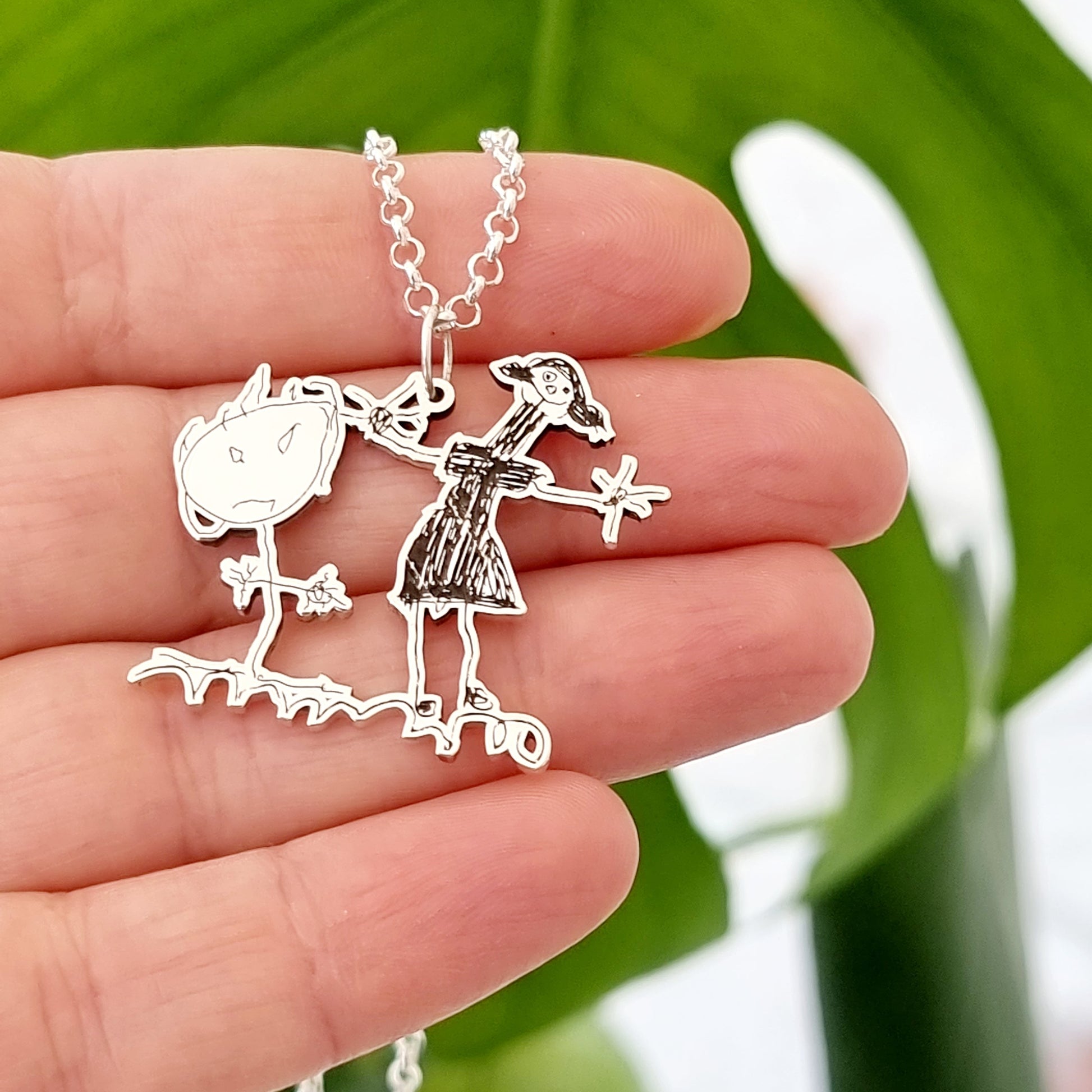 Kiddie Drawing Pendant - Silver